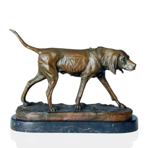 chien de chasse en bronze