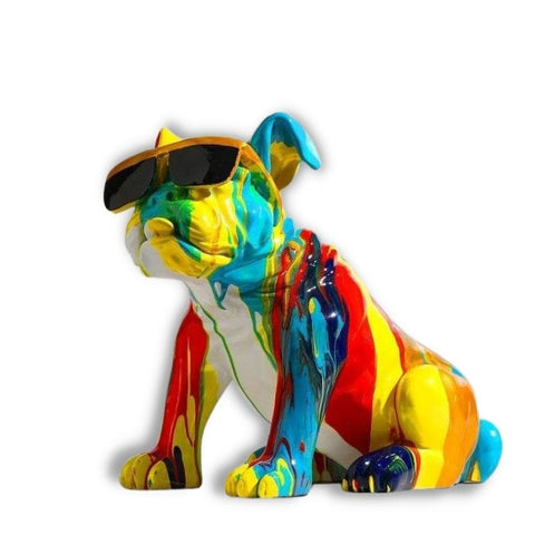 Statue Bouledogue <br/> Chien Multicolore 32 cm