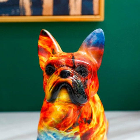 Statue Bouledogue <br/> Multicolore Assis