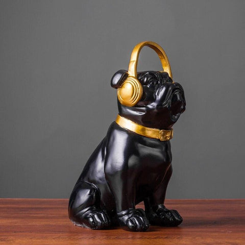 statue bouledogue deco noir