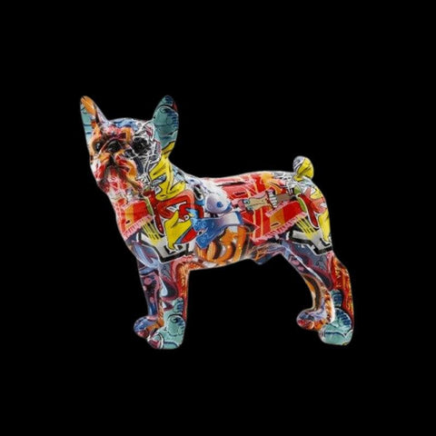 statue bouledogue multicolore