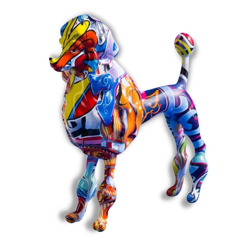 Statue Chien <br/> Caniche Multicolore