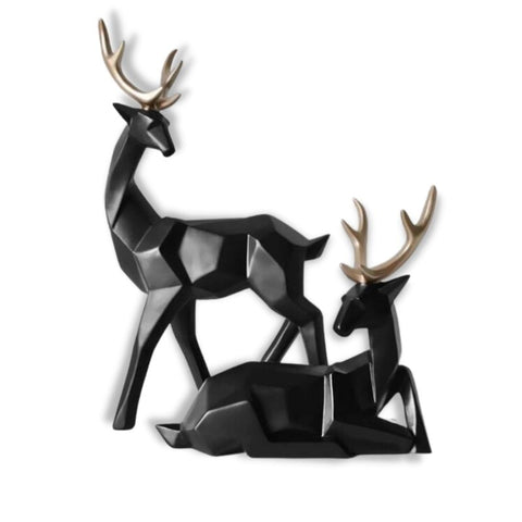 Statue Cerf <br/> Biche Origami (Deux Éléments)