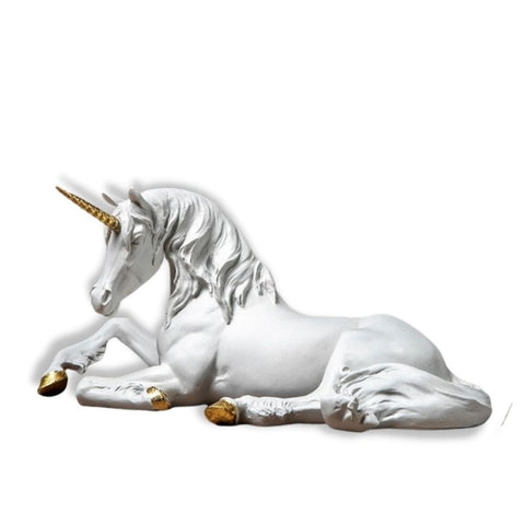 Statue Cheval licorne<br/> Blanc