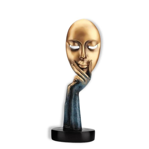 Statue Femme Pensive <br/> Visage Doré 28 / 37 cm