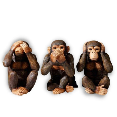Statue 3 Singes <br/>  de la Sagesse 20 cm