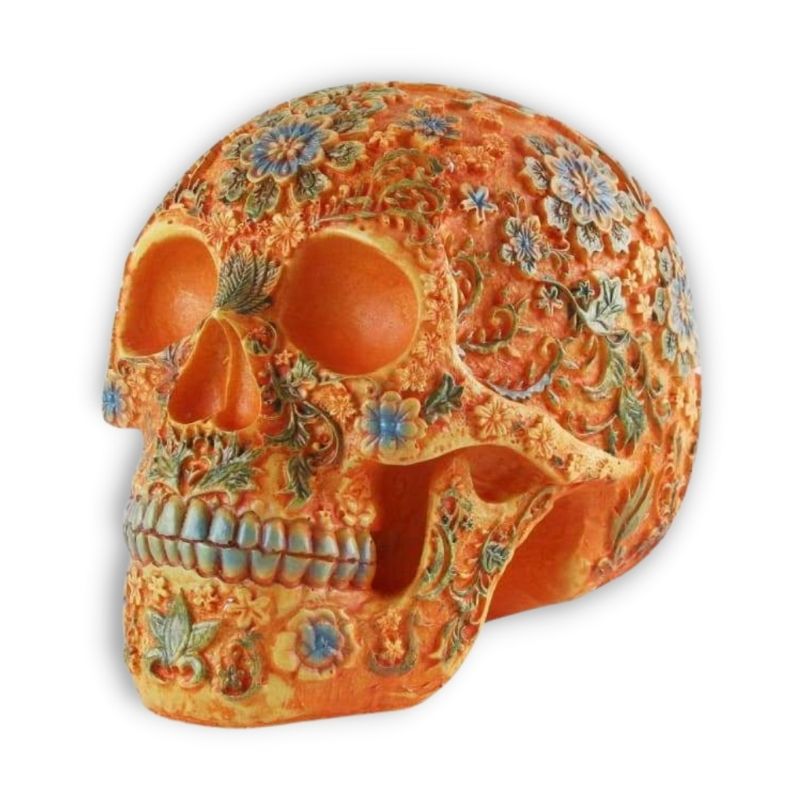 Vente Figurine Crâne Tête de Mort noire et or Renaissance