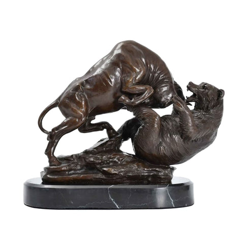 Statue Taureau Bronze <br/> Attaque sur l'Ours