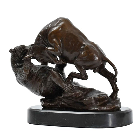 Statue Taureau Bronze <br/> Attaque sur l'Ours